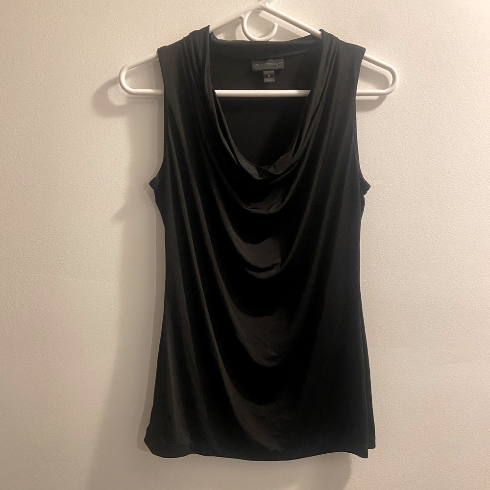 Worthington Black Drape Neck Tank Top